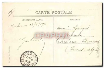 A AVIAÇÃO EM NARBONNE — Védrines incluindo a Catedral de Saint-Just. — Editor: República Francesa, número de série não visível. — Verso
