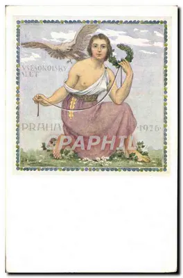 एक युवा महिला जिसके साथ एक शेर है — आठवां स्लेट वासेसोकोल्स्की 1926 — संपादक चेस्कोस्लोवाकी ओब्से व प्राग