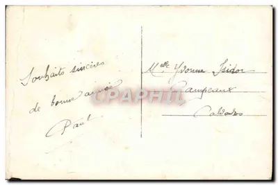 Jovem homem em traje — segurando uma coroa de galhos e um buquê de flores — carta postal — Verso