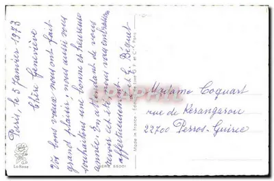 Arranjo de pêssegos rosa — editor La Rose, série 55001 — Verso