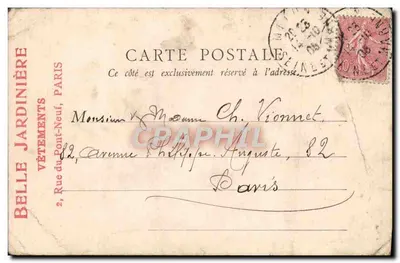 Stara pocztówka Le Vieux Paris La porte Saint Michel — Rewers