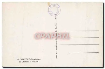 Belfort — El Castillo y el León — Editor BRARD, n°39 — Reverso
