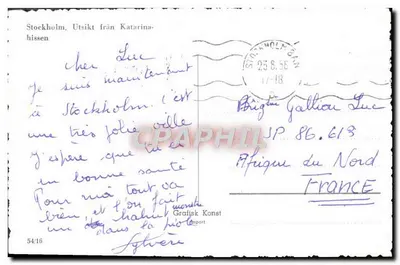 Estocolmo — Vista desde a Katarina-hissen — Grafisk Konst, n° 54/16 — Verso