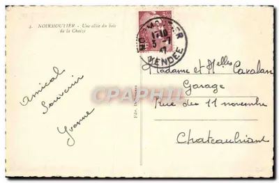 Noirmoutier - Aleja lasu Chaîze — Wydawca Delhommeau, nr 4 — Rewers