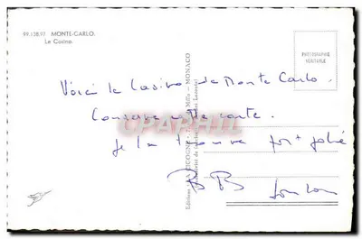 O Casino de Monte-Carlo — vista panorâmica — Edições La Cigogne — Verso