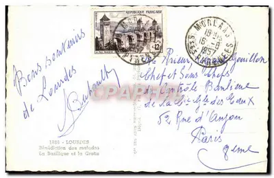 Lourdes — widok panoramiczny z jaskinią, bazyliką i procesją — wydawca Cap — Rewers