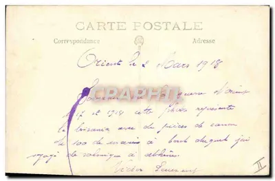 Cazador de torpedos de la marina otomana — pieza de cañón de 100 mm — Oriente, marzo de 1918 — Reverso