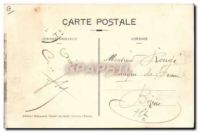 Sân bay Causse — Ông Thiếu tá Massol chuẩn bị cất cánh — Nhà xuất bản Raynaud, Bazar du Mail, Castres (Tarn) — Mặt sau