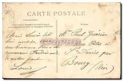 Leblanc sur Monoplan Blériot — aviateur dans l'appareil, éditeur E.D. n° 200 — Rewers