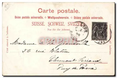 Scène de couple en costume folklorique — éditeur H. Guggenheim & Co., Zurich, n° 3511 — Verso