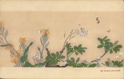 Fleurs et papillons — illustration — By Hoitsu (1761-1828)