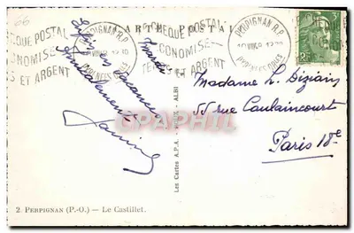 Le Castillet w Perpignan — wydawca Les Cartes A.P.A. — n°2 — Rewers