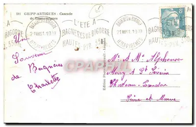 Cascata de Tramezaigues — Bagnères-de-Bigorre — Edição Foto Gautrault, Lourdes — Verso