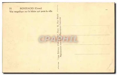 Bonifacio (Korsyka) — Piękne widoki na skałę, na której stoi miasto — Les Editions d'Art YVON, Paris — Rewers