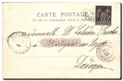 La Bourboule — widok na wzgórze, Hotel de Genève — B.F. Paris — Rewers