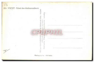 Hotel Ambasadorów — Vichy — Wydawnictwo La Cigogne — Rewers