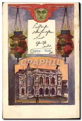 Stara pocztówka Ilustrator Augsburg Theater