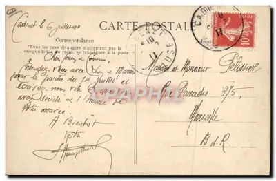 航空の東部コース — リブランがエッフェル塔を勝利者として二重に — 1910年8月 — 出版者E.P.D. — 裏面
