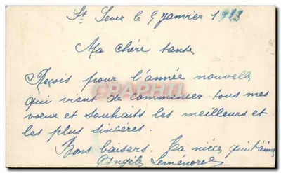 Flores e borboleta — Boa Ano — Saint-Sauveur, 9 de janeiro de 1913 — Verso