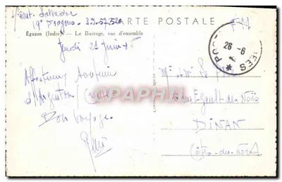Éguzon (Indre) — Widok ogólny zbiornika wodnego — Wydawca C. Magon — Rewers