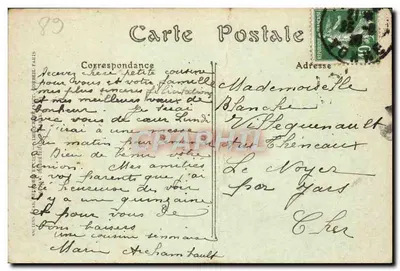 Stara pocztówka Sens Widok Na Wyspę Yonne — Rewers