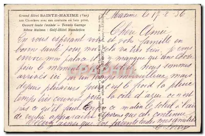 Grand Hôtel Sainte-Maxime — Var — Verlag Patras, Seriennummer nicht sichtbar — Rückseite