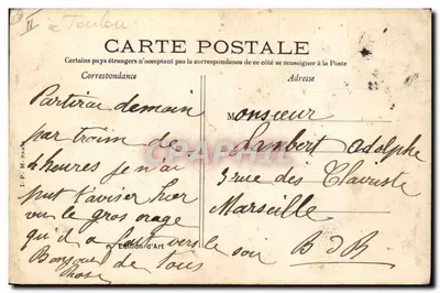 MARINE — Chegada das Chaloupas a Vapor aos Quais — Pl. d'Armes Toulon — Verso