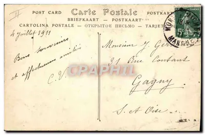 Mont Saint-Michel — vista aérea por biplano de Forest, 31 de julho de 1910 — JND JHOT — Verso