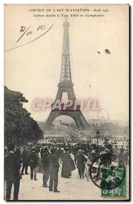 Đường đua Hàng Đông Hàng Không — Leblanc bay qua Tháp Eiffel như một người chiến thắng — Tháng 8 năm 1910