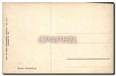 Ruina Godesberg — Ruiny zamku na wzgórzu — König von König, Hofkunstverlag, Heidelberg, seria nr 212 — Rewers