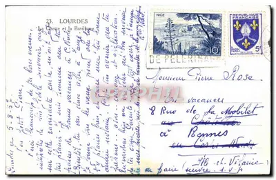 Lourdes — Góra i Bazylika — Wydawca Édouard — Rewers