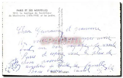 Sacre-Cœur w Montmartre — Bazylika (1876-1910) i ogrody — Wydawca GUY, nr 3212 — Rewers