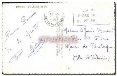 Lourdes — Comemoração do Centenário das Aparições — 1858-1958 — Edições JEAN — Verso
