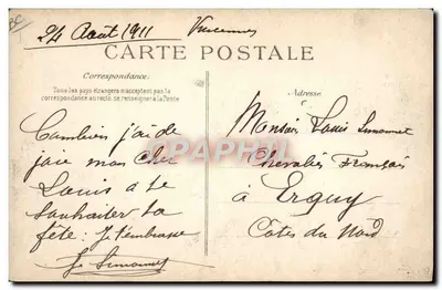 Aankomst van Garros op monoplano 'Blériot' — Europees Circuit 1911 — Vincennes — Achterkant
