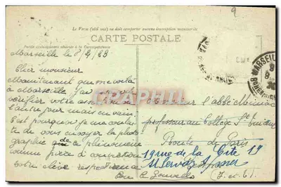 Canigou (2785 m.) — widok z N.-D. de la Garde, Marsylia, pod zachodem słońca — Wydanie specjalne Bazyliki — Rewers
