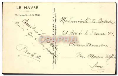 Le Havre — Widok plaży — Wydawnictwo G. Forentier — Rewers