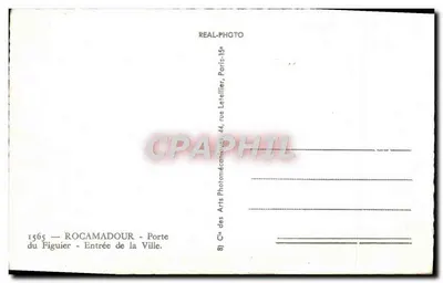 Rocamadour — Drzwi Figuier — Wejście do Miasta — Spółka Sztuki Fotomechanicznej, Paryż — Rewers