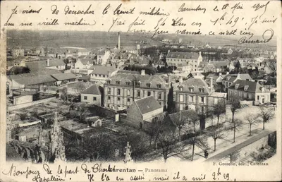 Saudações de Charentan — Panorama — F. Gosselin, editor, Carentan
