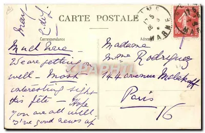 Grote Week van de Luchtvaart van de Champagne — De graaf de Lambert in de lucht — Fototypie J. Breaudine, Reims — Achterkant