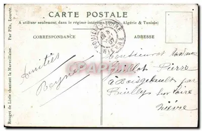Sujeito: A Lise de Liste cantando — Rouget de Lisle — editor: Rouget, Louvre — Verso