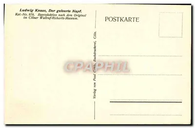 Criança com chapéu e vestido com mangas — segurando uma xícara e uma colher — reprodução a partir do original de Ludwig Knaus, n° 876 — Verso