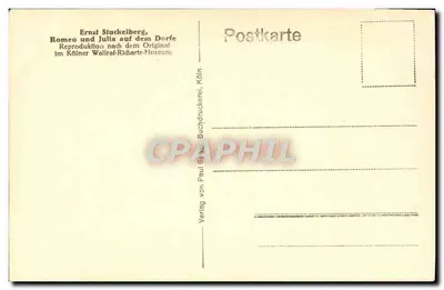 Romeu e Julieta na borda de um campo — reprodução de Ernst Stuckelberg — editor Paul von Paul, Buchdruckerei, Colônia — Verso