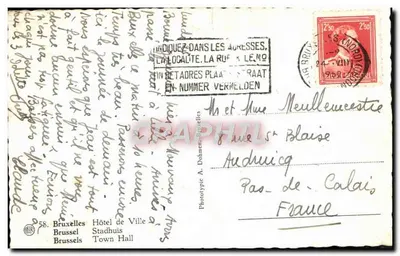 Bruxelles — Hotel de Ville — Fototipia A. Dokumenten-Bruxelles n°58 — Verso
