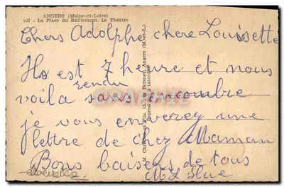 Angers - Plac Ralliementu - Teatr — Wydawca M. Christen i Synowie, nr 102 — Rewers