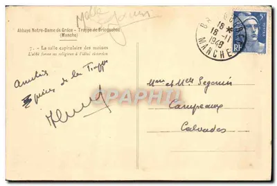 Sala capitular dos monges — Abadia Nossa Senhora da Graça — Trappista de Bricquebec (Manche) — Foto Bioret, Valognes — Verso