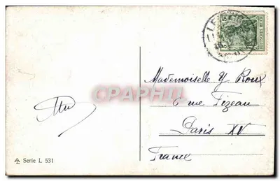 Leipzig. Augustusplatz — widok z placu z obeliskiem i teatrem — wydawca Serie L 531 — Rewers