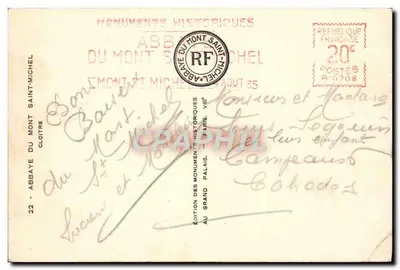 Cloister of the Abbey of Mont-Saint-Michel — Edition of Historical Monuments — n°22 — Back