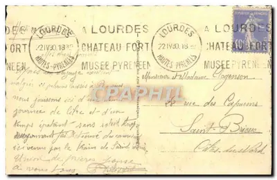 Lourdes — Bazylika, miasto i Pic du Jer — Rewers