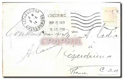 Charing Cross y Strand, Londres — vista animada de la calle con la Oficina de Cambio — editor Graphphil, n° 42813 — Reverso