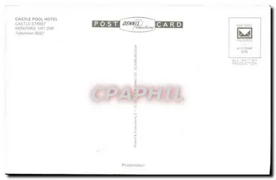 Castle Pool, Hereford — vista do Castle Pool Hotel — Post Dennis Productions — Verso